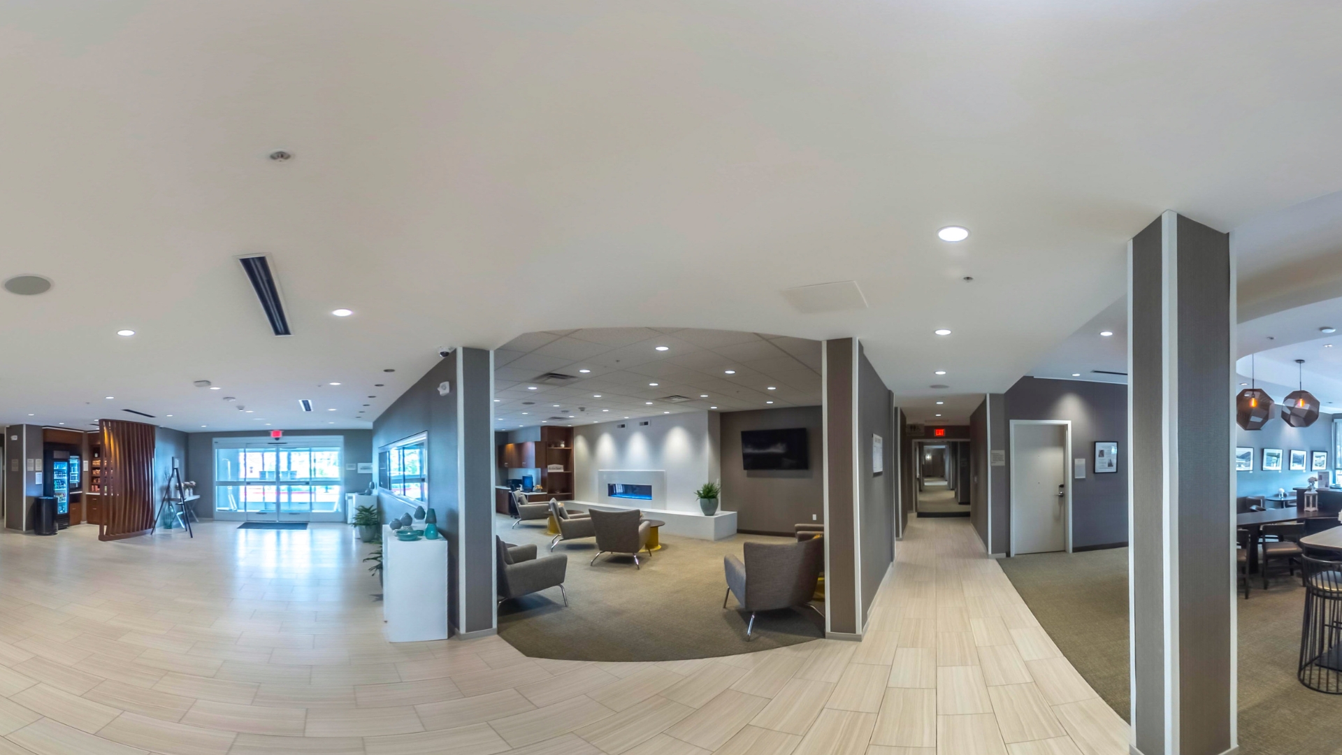 Panoramic View of Lobby and Hallway Area at Springhill Suites - Auburn